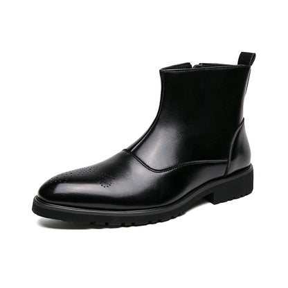 Classic leather boots with zipper