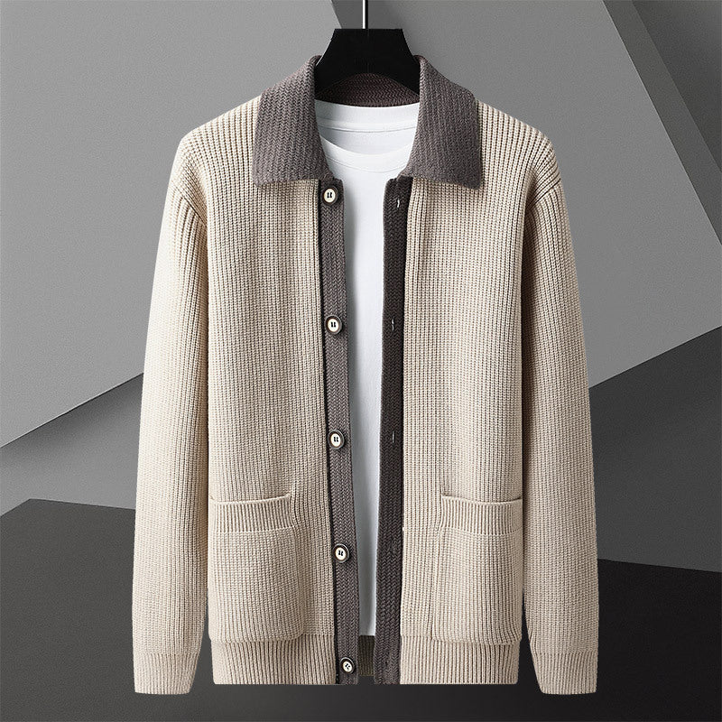 Contrast Collar Knit Cardigan