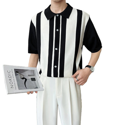 Urban Gents | Striped Color Block Polo Sweater