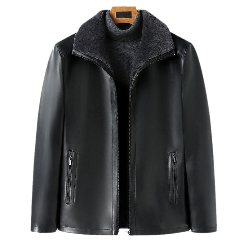 Urban Gents | Fur Lapel Leather Coat
