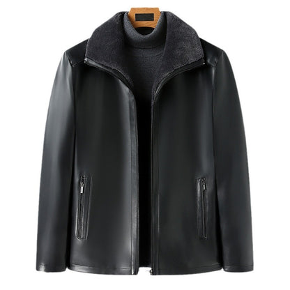 Urban Gents | Fur Lapel Leather Coat