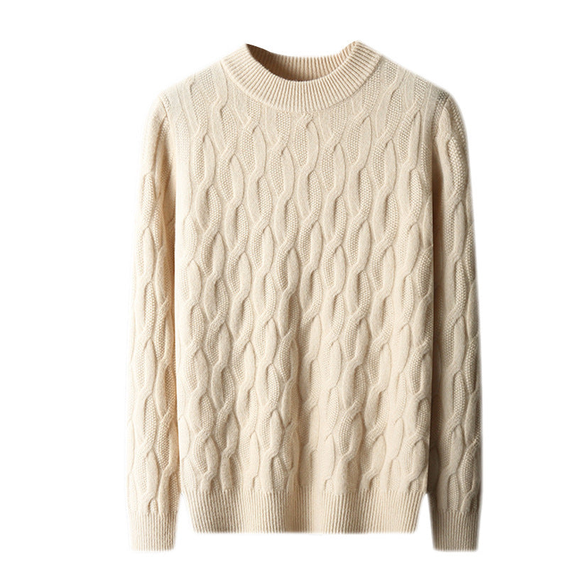 Men's knitted sweater with half turtleneck