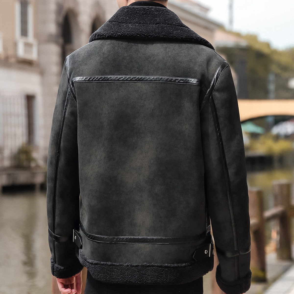 Urban Gents | Lamb Wool Biker Leather Jacket