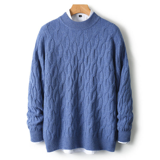 Men's knitted sweater with half turtleneck