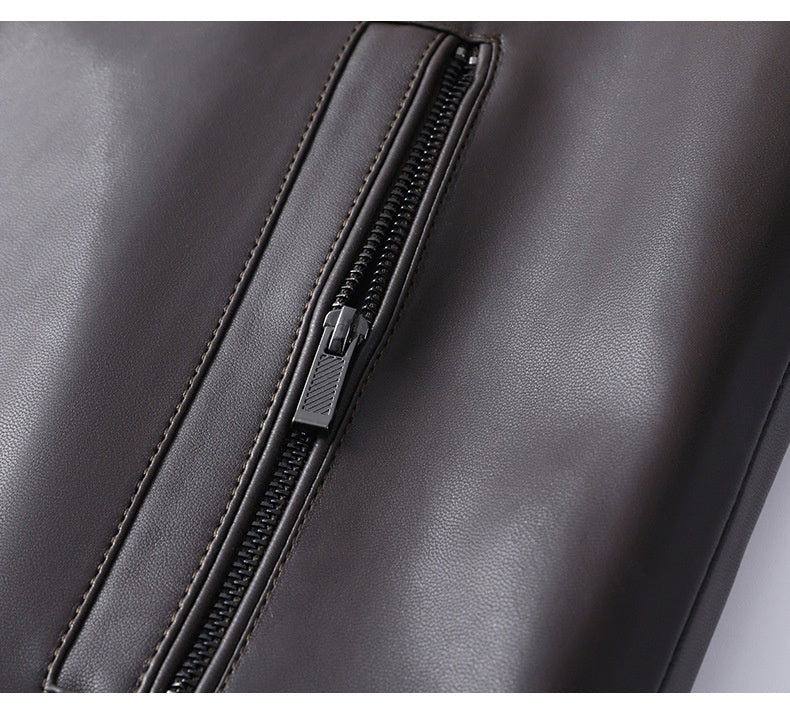 Urban Gents | Fur Lapel Leather Coat