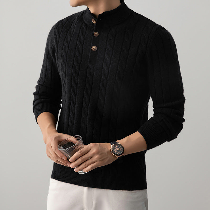 Cable Knit Stand Collar Sweater