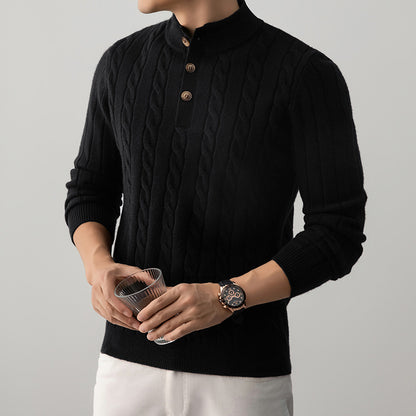 Cable Knit Stand Collar Sweater