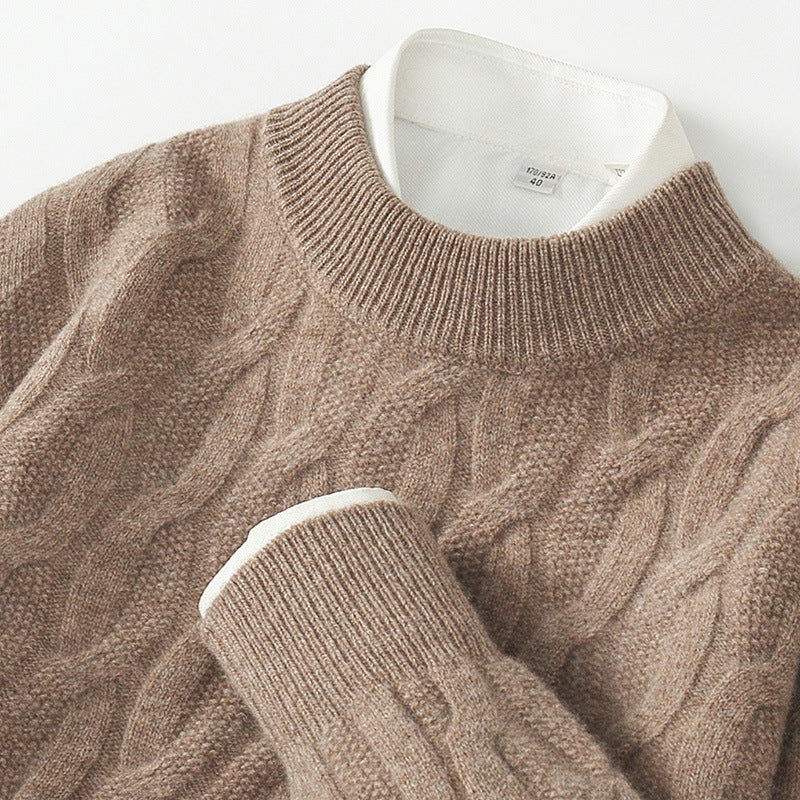 Men's knitted sweater with half turtleneck