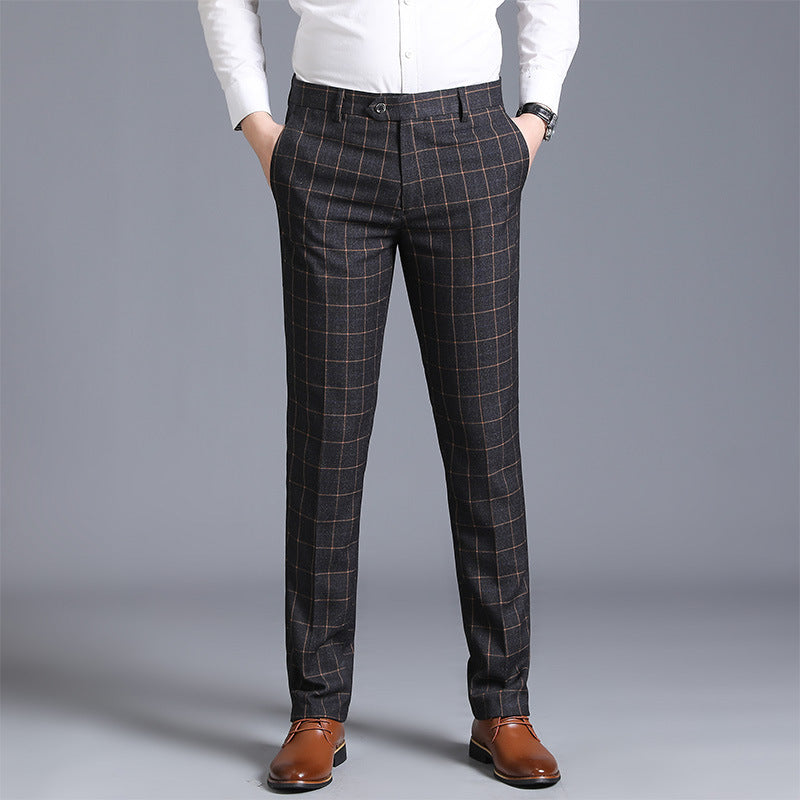 Plaid Slim Fit Suit Pants