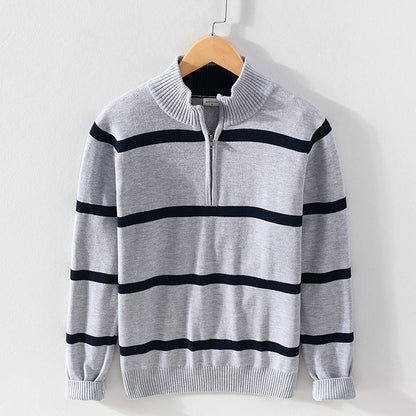 Men's Striped Half-Zip Sweater