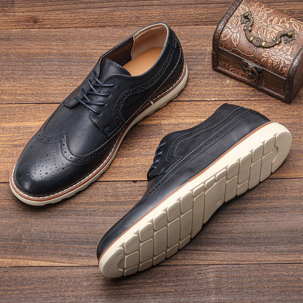 Classic Leather Brogue Sneakers – Lightweight & Comfortable