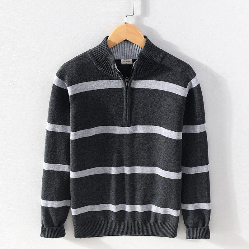 Men's Striped Half-Zip Sweater