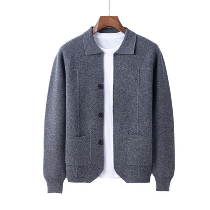 Men's Lapel Cardigan Sweater with Pockets