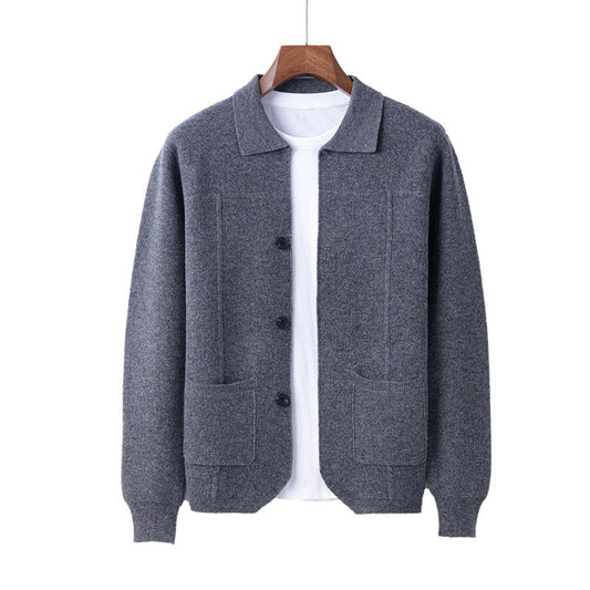 Men's Lapel Cardigan Sweater with Pockets