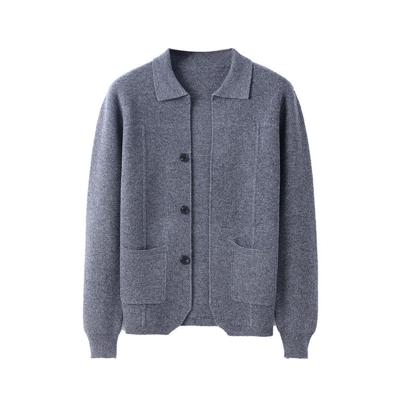 Men's Lapel Cardigan Sweater with Pockets