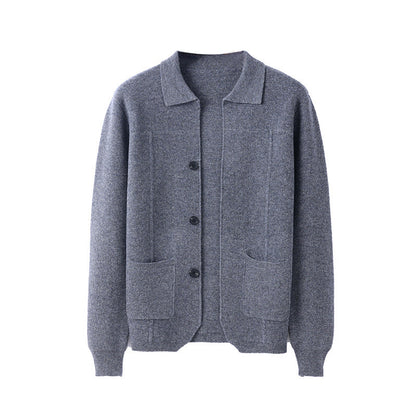 Men's Lapel Cardigan Sweater with Pockets
