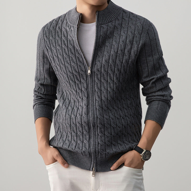 Cable Knit Stand Collar Sweater