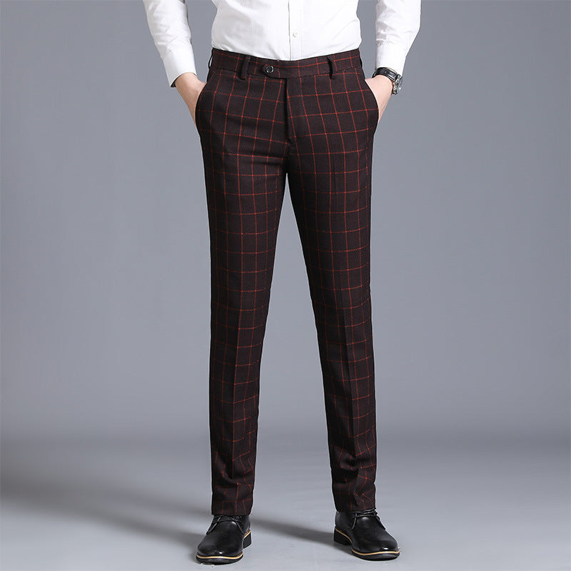 Plaid Slim Fit Suit Pants