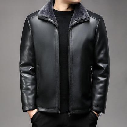Urban Gents | Fur Lapel Leather Coat