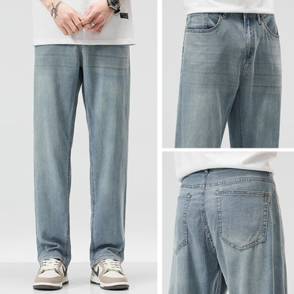 Loose Straight Ice Silk Jeans