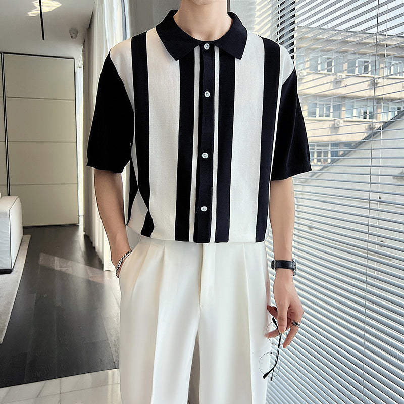 Urban Gents | Striped Color Block Polo Sweater