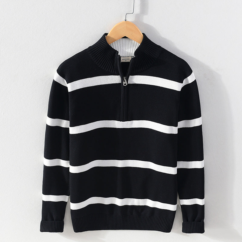 Men's Striped Half-Zip Sweater