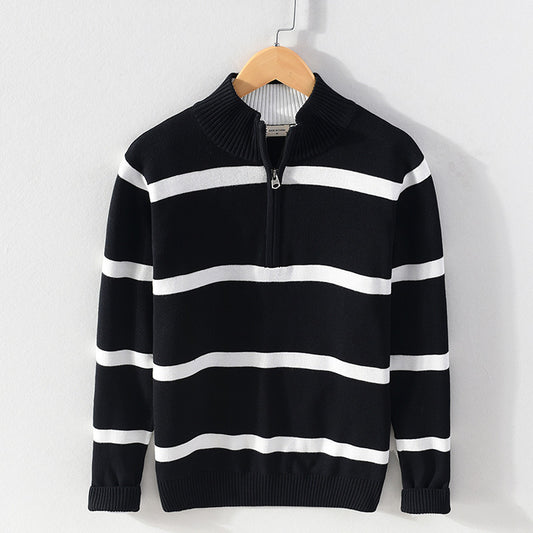 Men's Striped Half-Zip Sweater