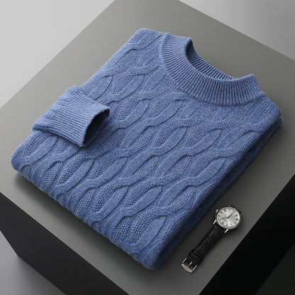 Men's knitted sweater with half turtleneck