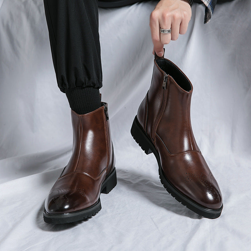 Classic leather boots with zipper