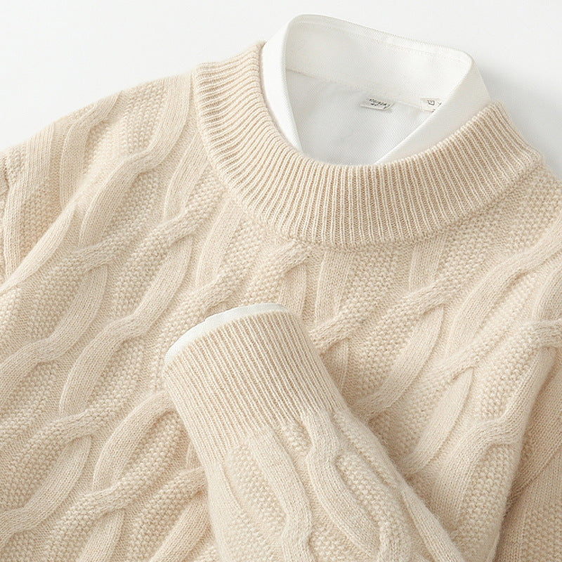 Men's knitted sweater with half turtleneck