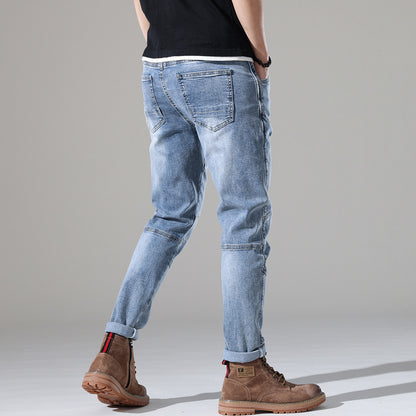 Urban Gents | Light-Wash Stretch Embroidered Jeans