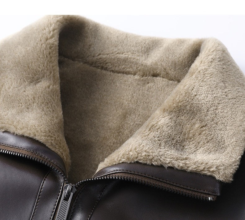 Urban Gents | Fur Lapel Leather Coat