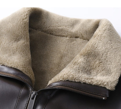 Urban Gents | Fur Lapel Leather Coat