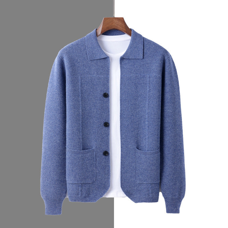 Men's Lapel Cardigan Sweater with Pockets