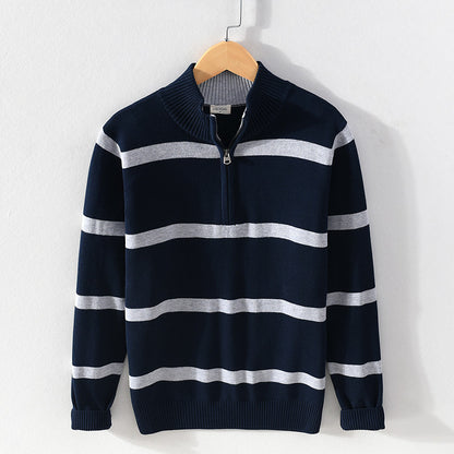 Men's Striped Half-Zip Sweater