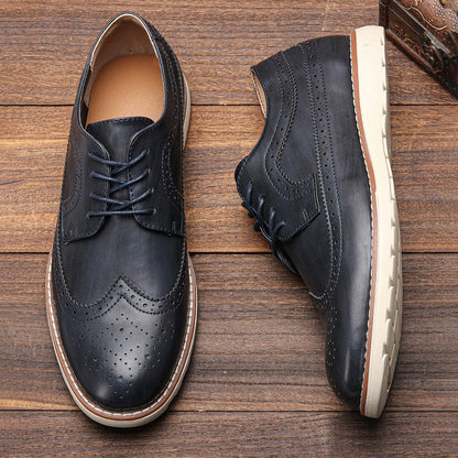 Classic Leather Brogue Sneakers – Lightweight & Comfortable