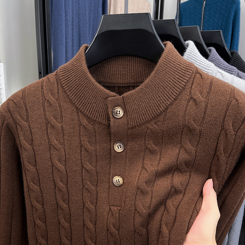 Cable Knit Stand Collar Sweater